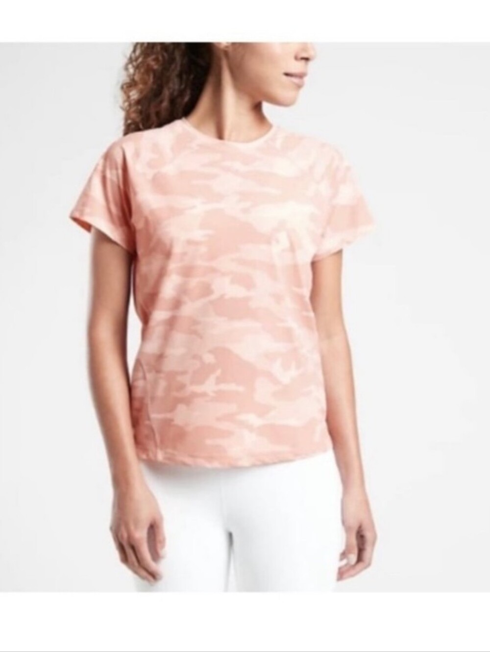 Athleta Ultimate Camo Short Sleeve Performance Tee Pink/Mauve